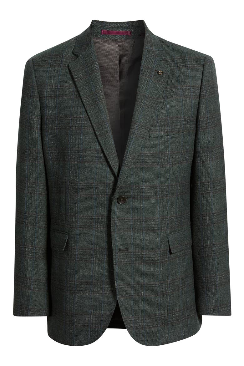 Townsend Plaid Wool Sport Coat, Main, color, DARK GREEN PLAID