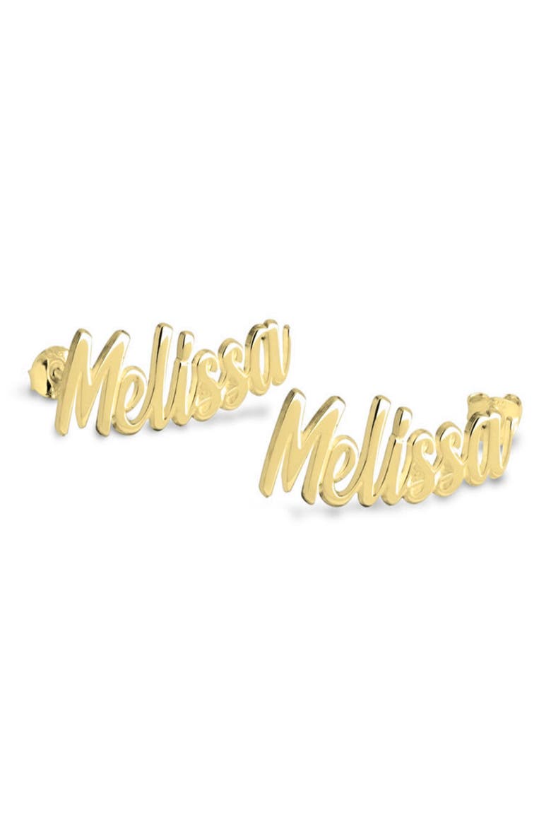 Personalized Name Stud Earrings, Main, color, GOLD PLATED