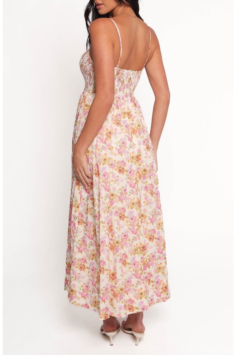 Salaca Floral Print Smocked Sleeveless Maxi Dress, Alternate, color, PINK/ ORANGE