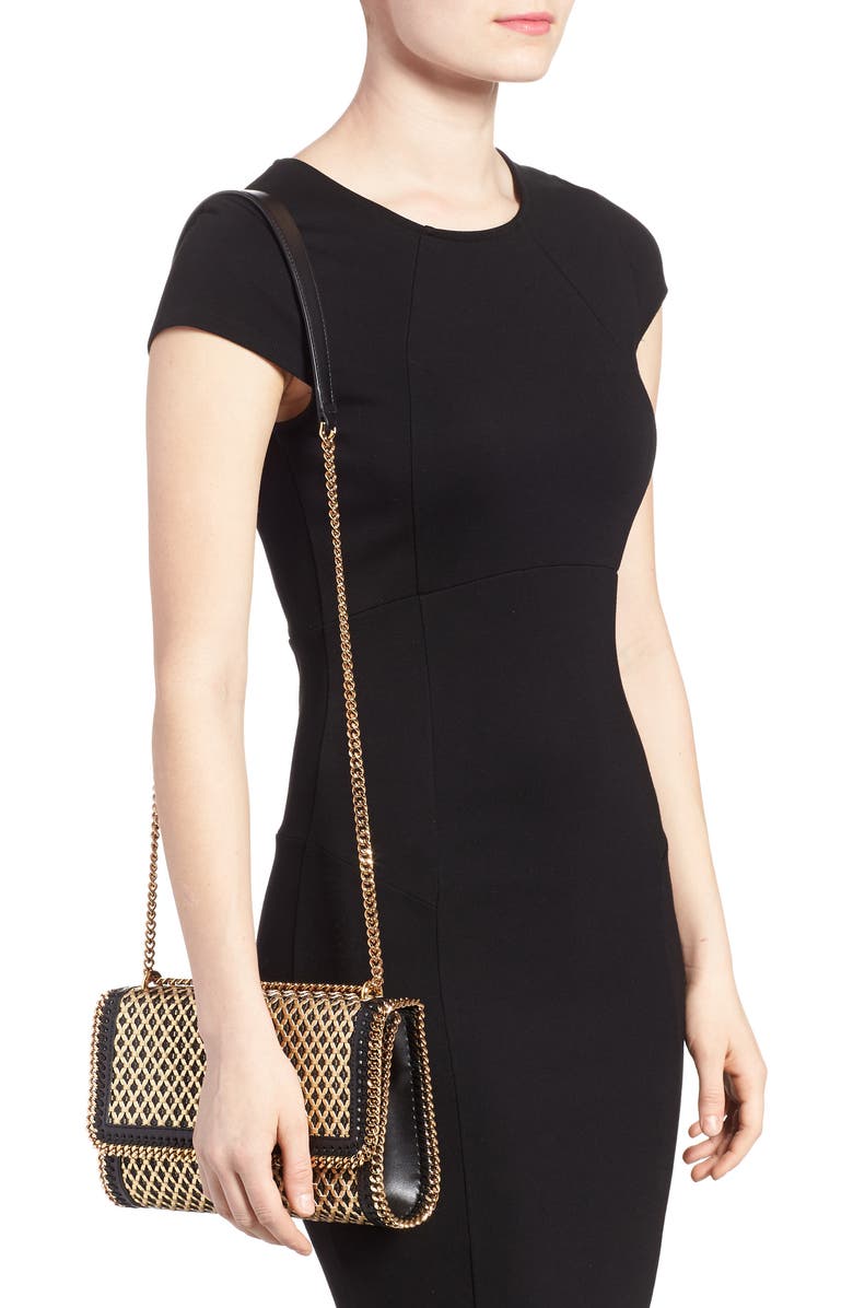 Stella McCartney Woven Faux Leather Flap Shoulder Bag, Alternate, color,