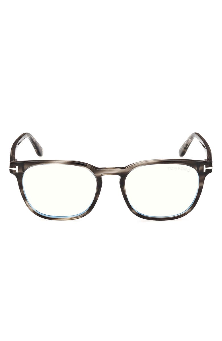 TOM FORD 53mm Square Blue Light Blocking Glasses, Main, color, Grey/Other