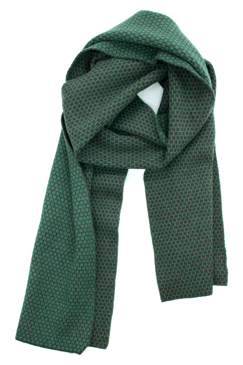Geometric Knit Scarf, Main, color, DARK BROWN/GREEN