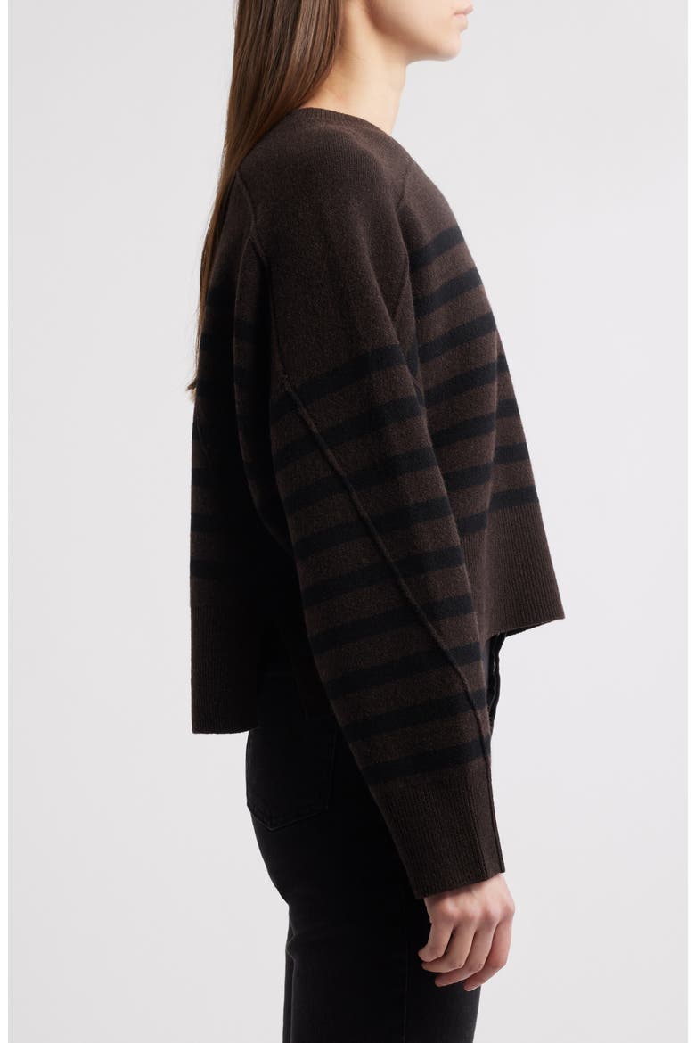 Bridget Stripe Crewneck Wool Blend Sweater, Alternate, color, DARK BROWN