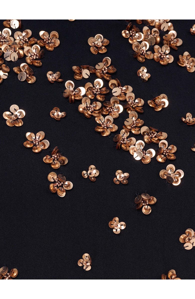 Adrianna Papell Beaded Crepe Dress, Alternate, color, Midnight Rose Gold