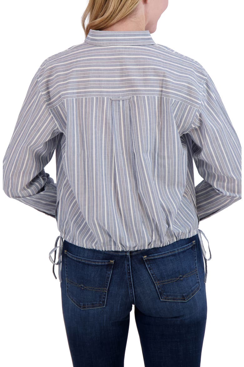 Stripe Cinch Hem Button-Up Shirt, Alternate, color, BLUE STRIPE