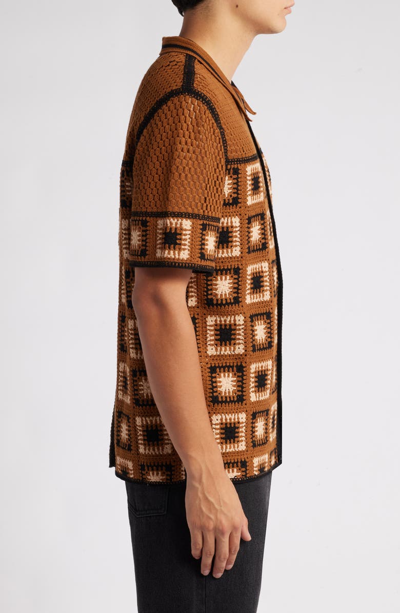 Percival Dusk Deckhand Short Sleeve Crochet Button-Up Shirt, Alternate, color, 