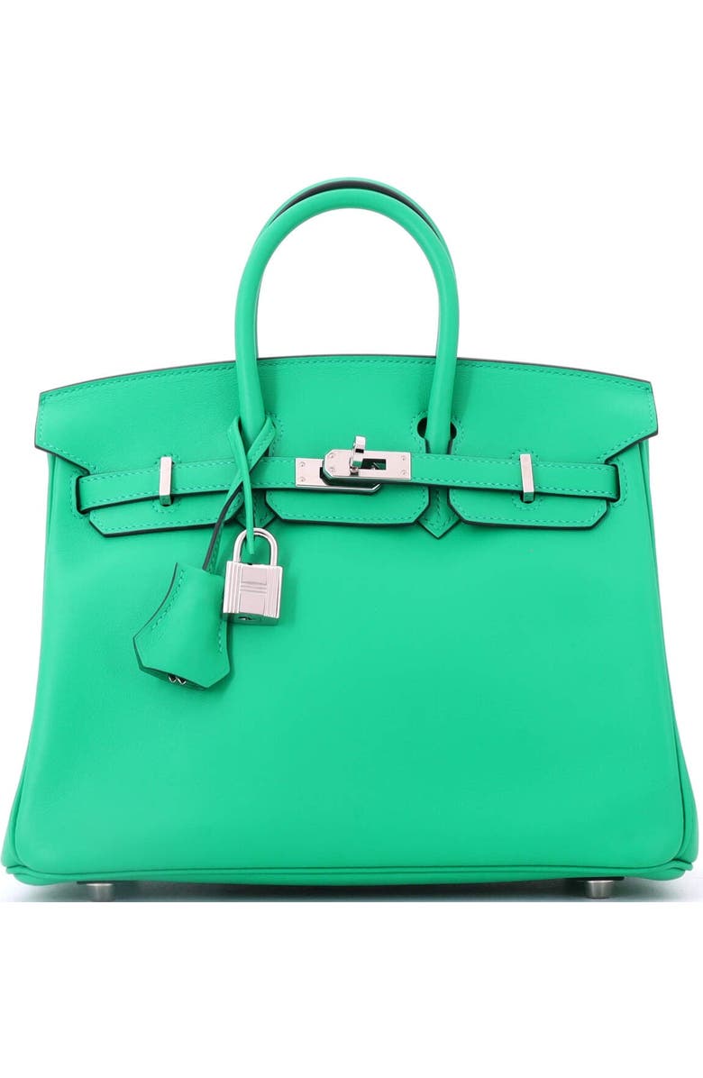 Pre-Owned Hermes Birkin Handbag Green Swift with Palladium Hardware 25, Main, color, Menthe