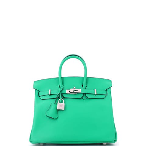 Birkin Handbag Green Swift with Palladium Hardware 25