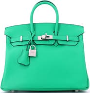 Pre-Owned Hermes Birkin Handbag Green Swift with Palladium Hardware 25