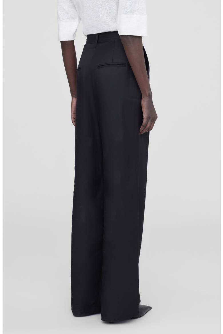 Carrie High Waist Wide Leg Silk Pants, Alternate, color, BLACK SILK