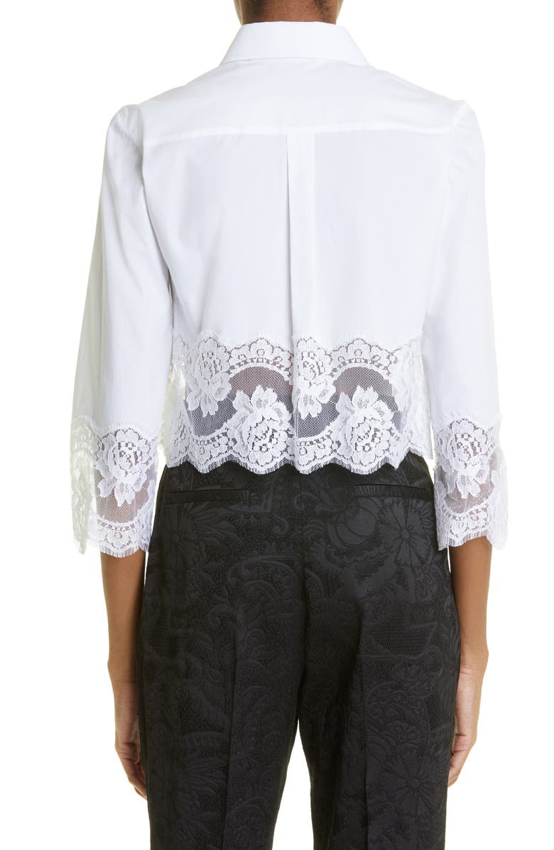 Dolce&Gabbana Button Up Floral Lace Crop Button-Up Shirt, Alternate, color, 