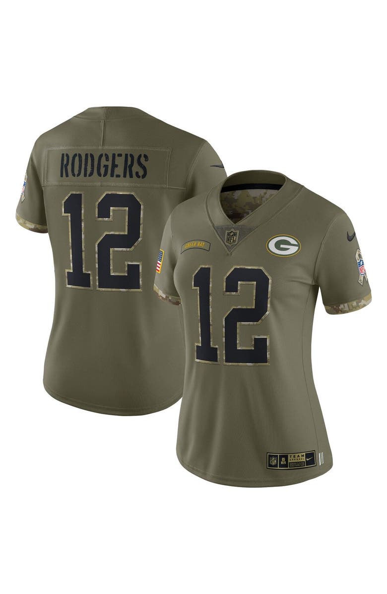Nike Women's Nike Aaron Rodgers Olive Aaron Rodgers 2022 Salute To Service Limited Jersey, Main, color, 