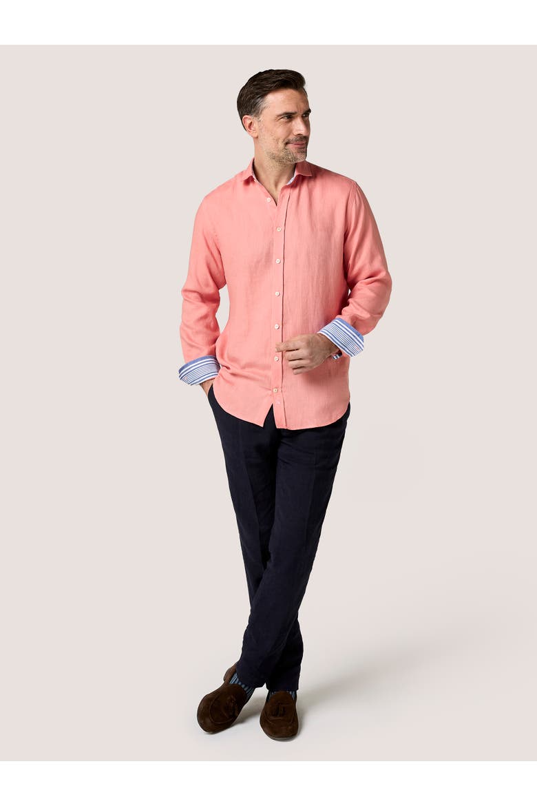 Classic Linen Long Sleeve Shirt, Alternate, color, Salmon Pink
