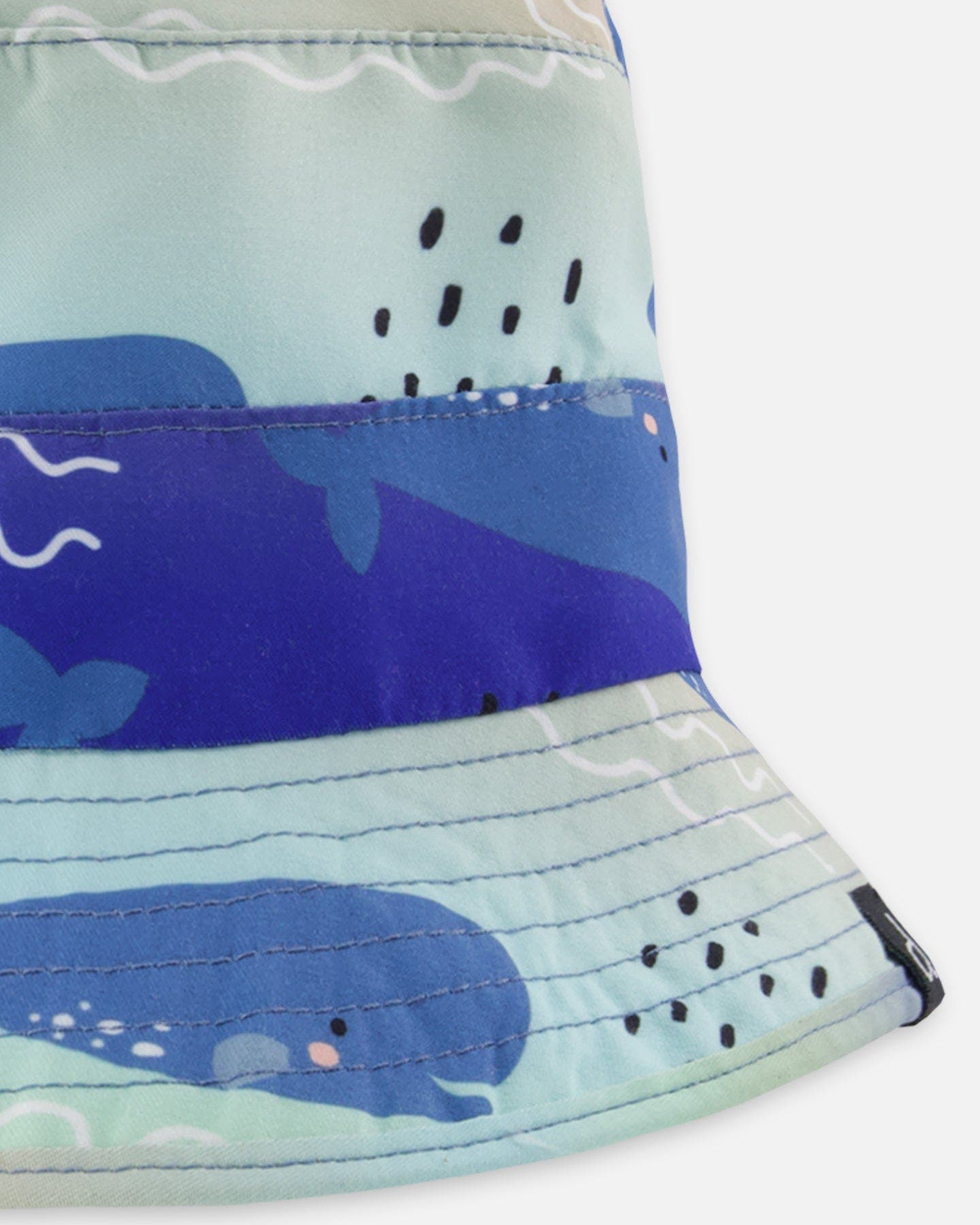 Deux par Deux Recycled Polyester Blue Whale Print Beach Hat | Nordstrom