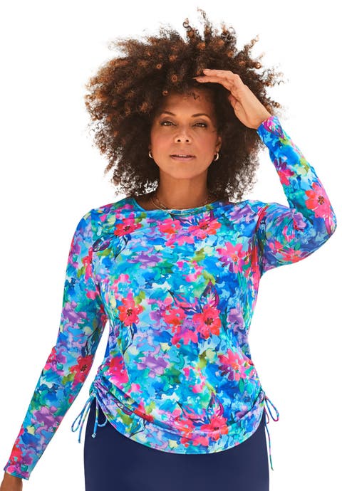 Side-Tie Swim Tee Rash Guard with Built-In Bra