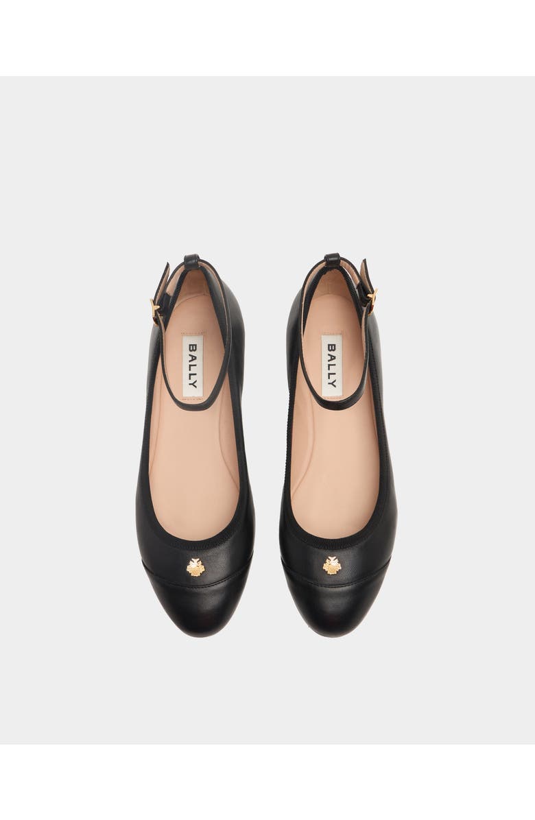 Bally Ysla Ballet Flat in Dusty Petal Leather, Alternate, color, Black