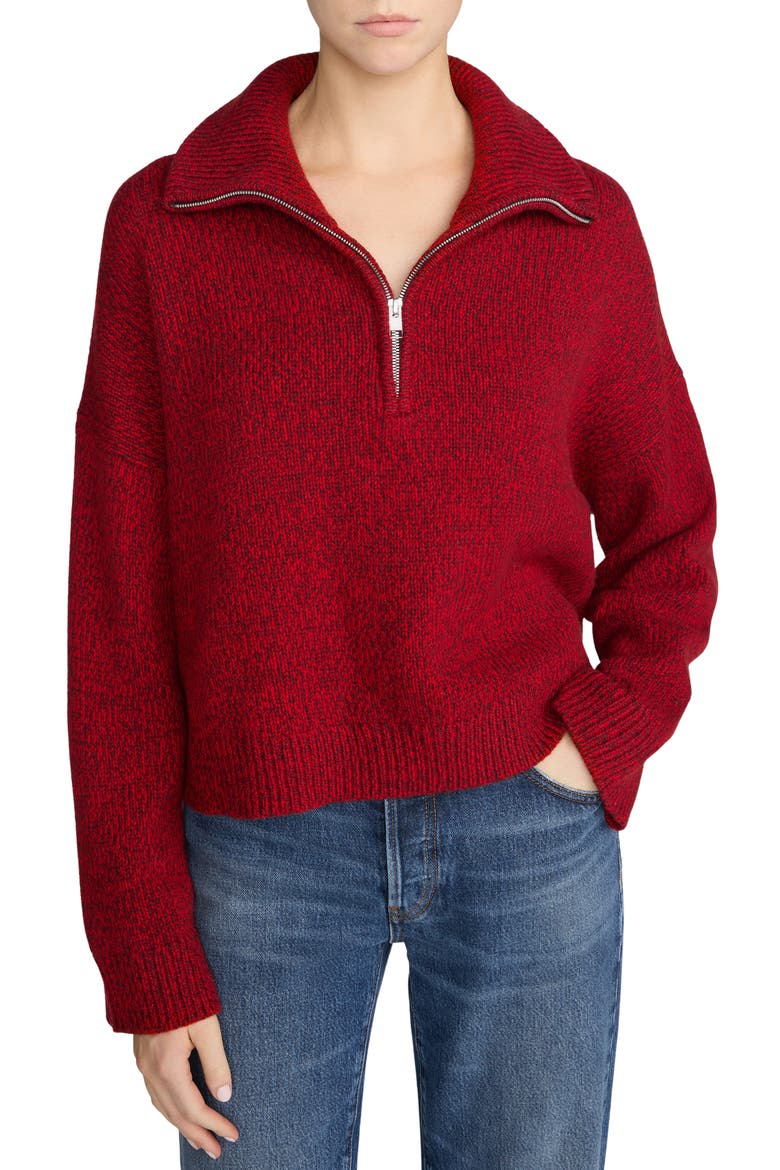 The Half Zip Marled Sweater, Main, color, PAPRIKA