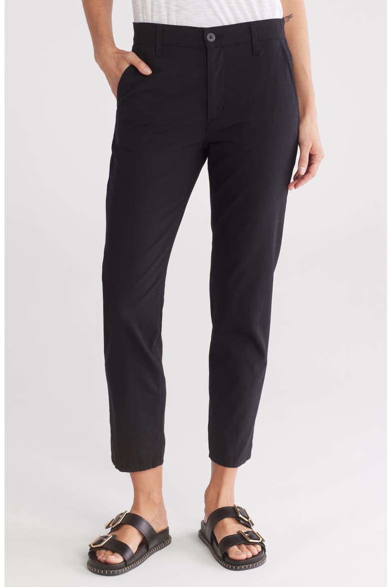 Caden High Waist Stretch Crop Slim Straight Leg Pants, Main, color, BLACK