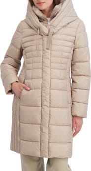 Tahari Casey Hooded Bib Puffer Coat