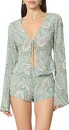 AFRM Tyra Paisley Tie Front Top
