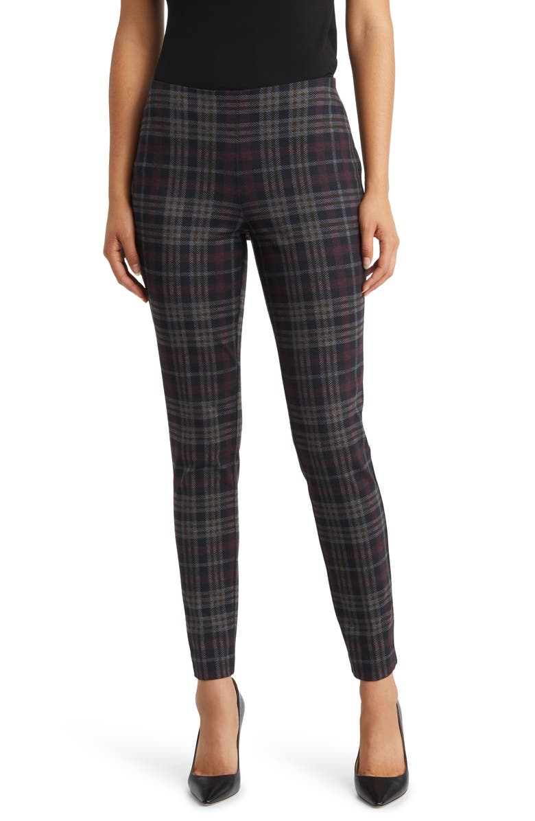 Anne Klein Plaid Slim Fit Ankle Pants, Main, color, 