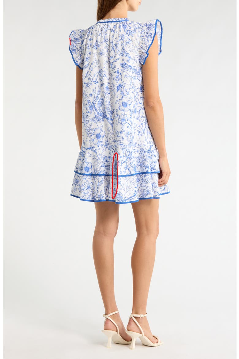 Eve Floral Print Ruffle Dress, Alternate, color, BLUE-WHITE