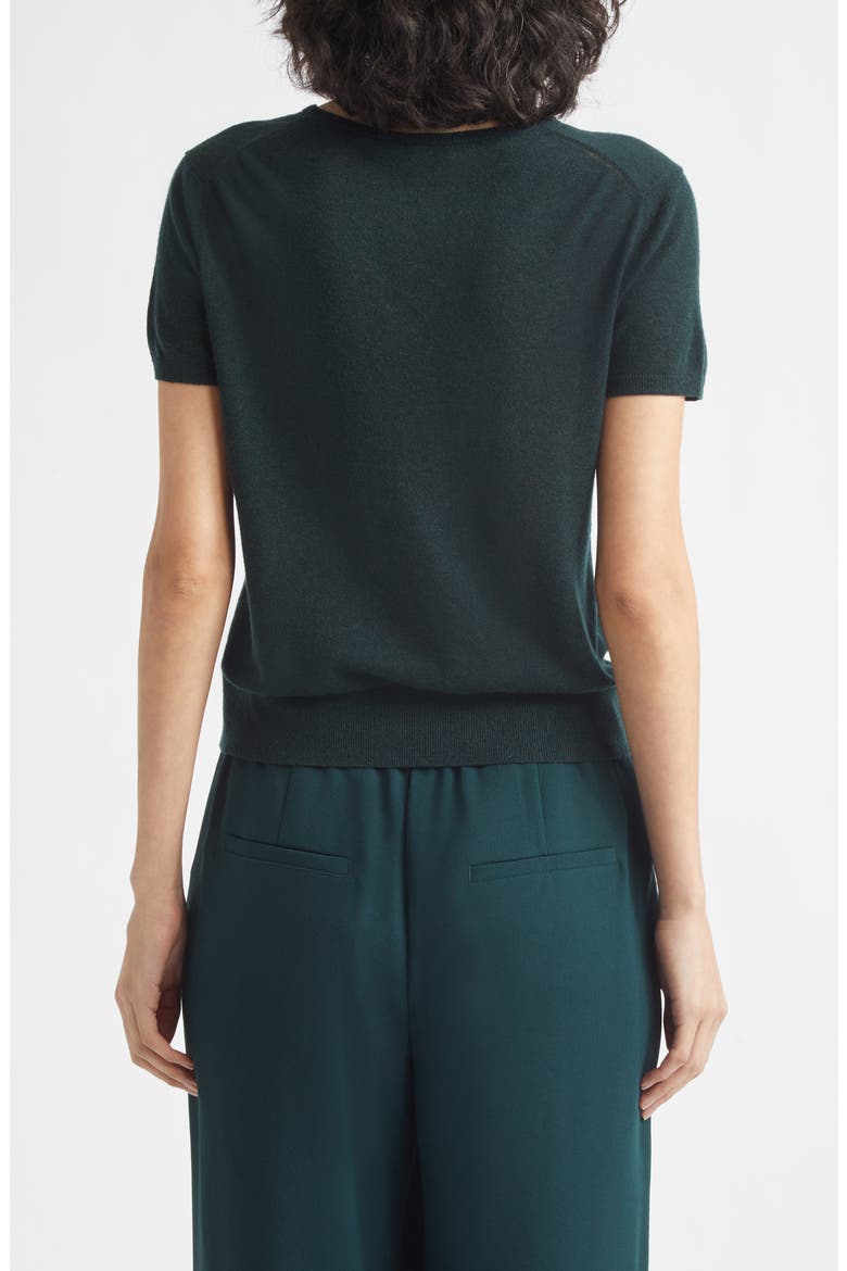 High V-Neck Short Sleeve Wool Sweater, Alternate, color, JUNIPER