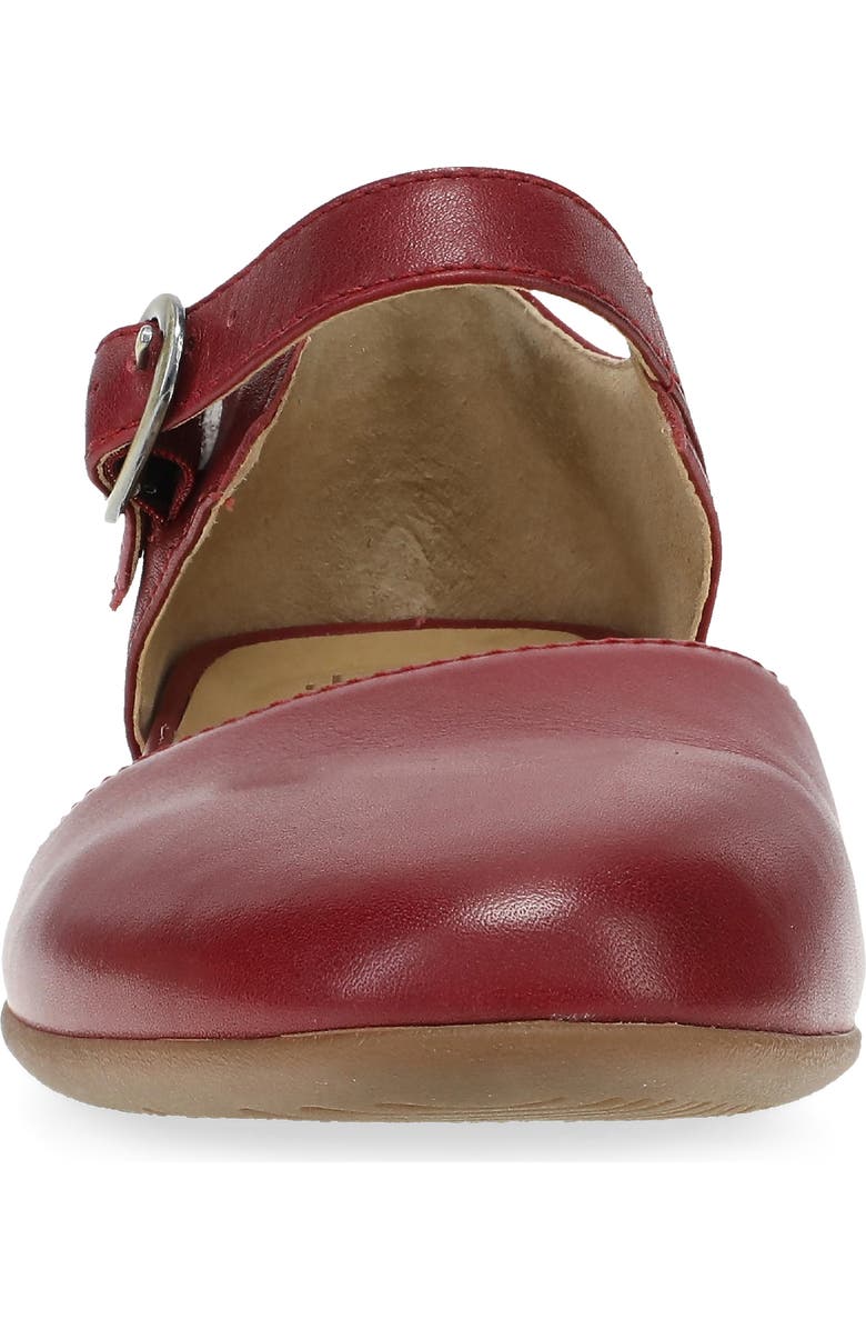 Dansko Liv Ankle Strap Flat, Alternate, color, Red Nappa