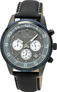 PORSAMO BLEU Arthur Chronograph Leather of Silicone Strap Watch, 44mm