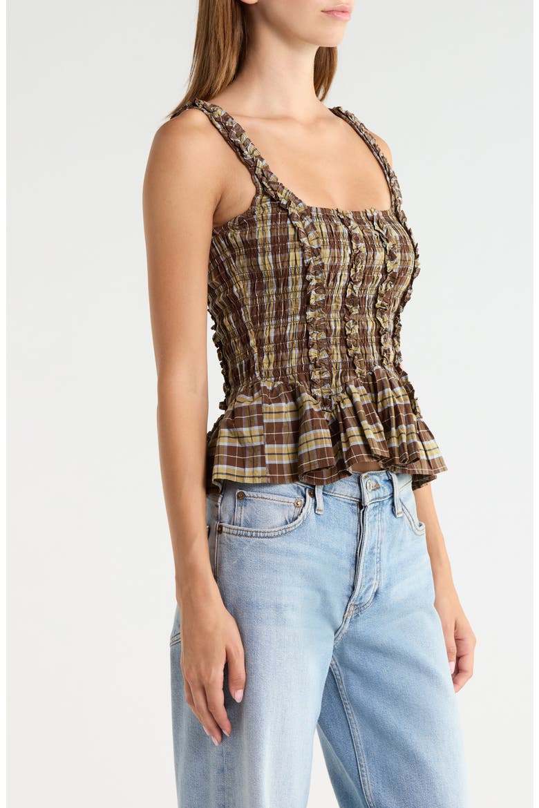 Raphi Check Organic Cotton Top, Alternate, color, COCOA
