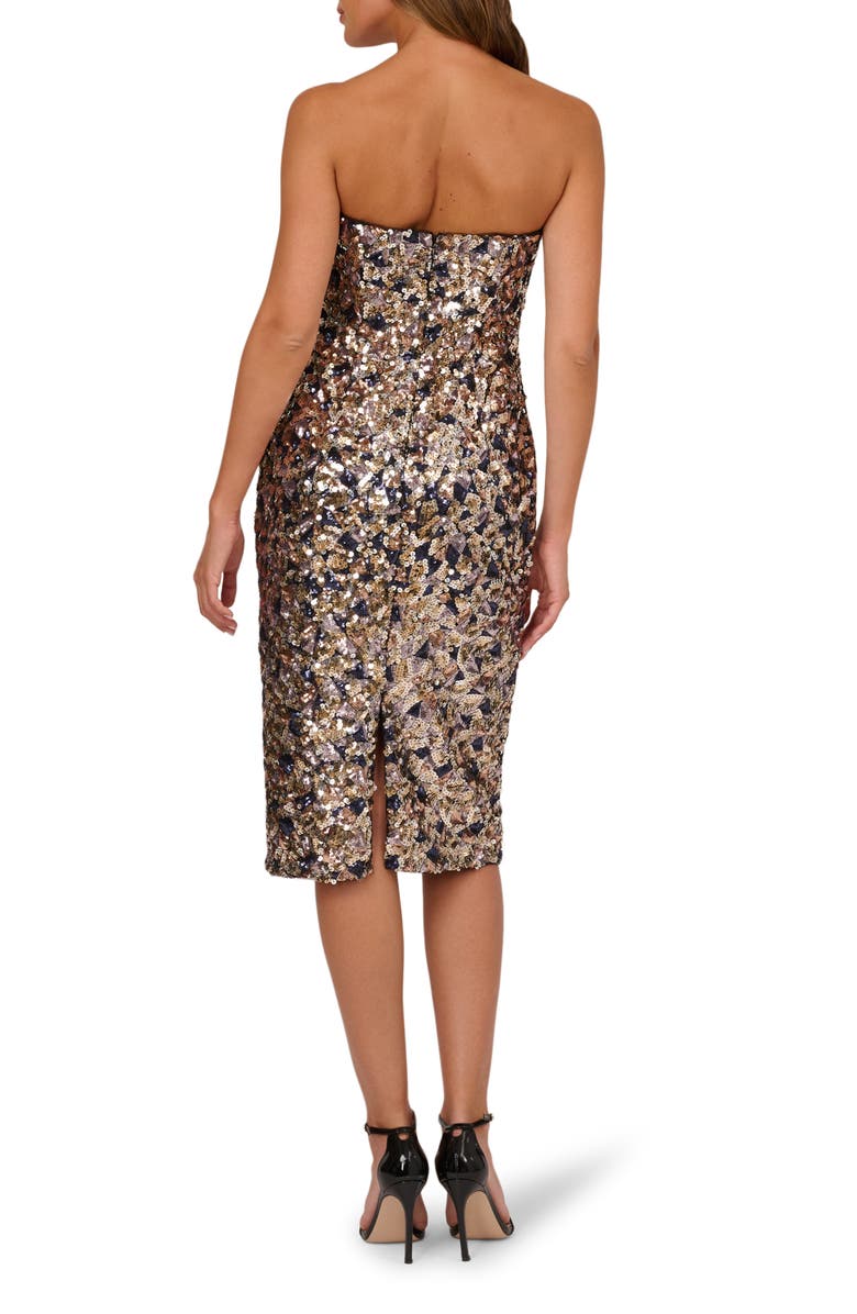 Adrianna Papell Mixed Sequin Strapless Cocktail Midi Dress, Alternate, color, Sequin Multi