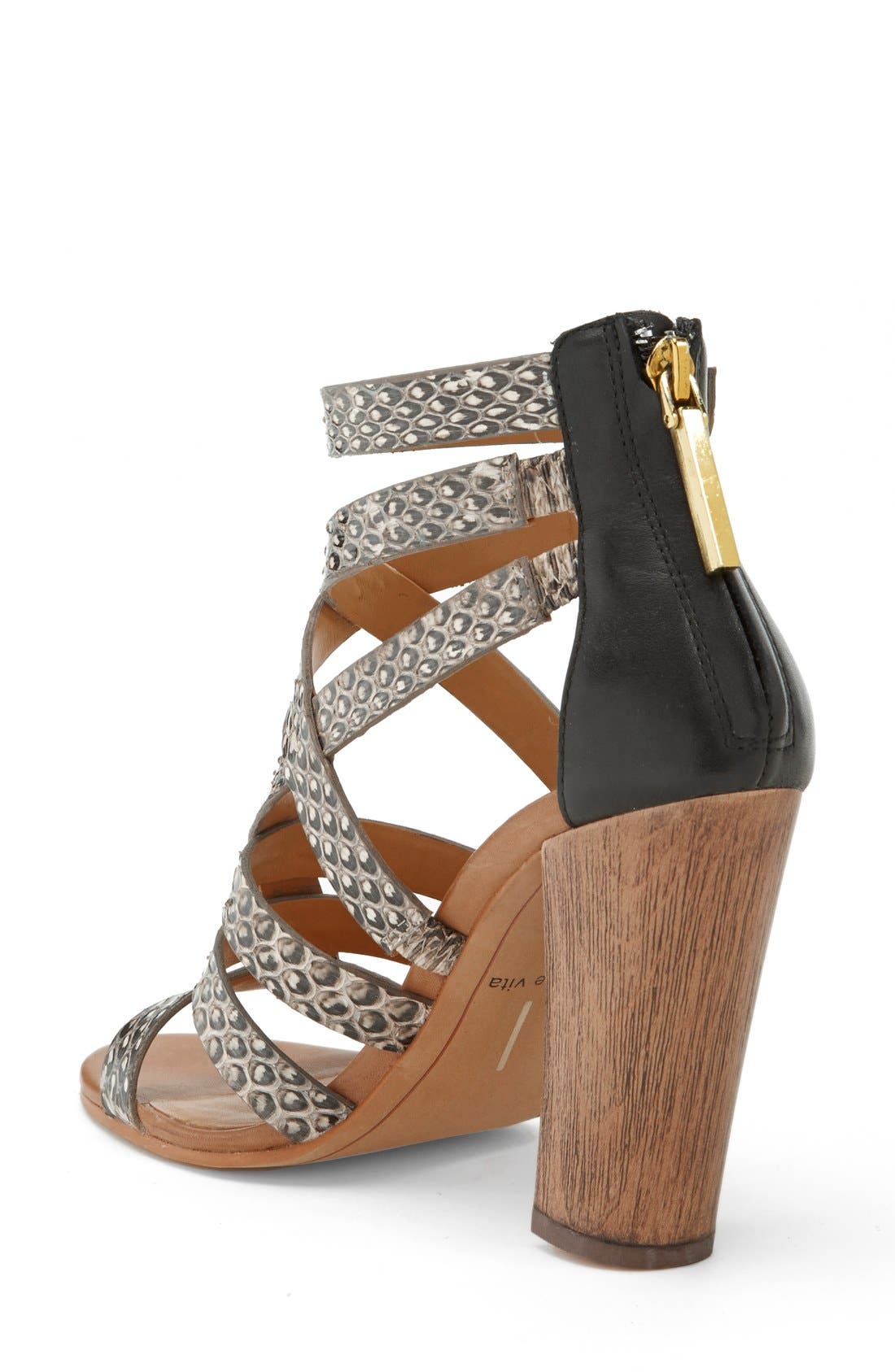 'Nolin' Snake Embossed Sandal, Alternate, color, BLACK/ WHITE SNAKE