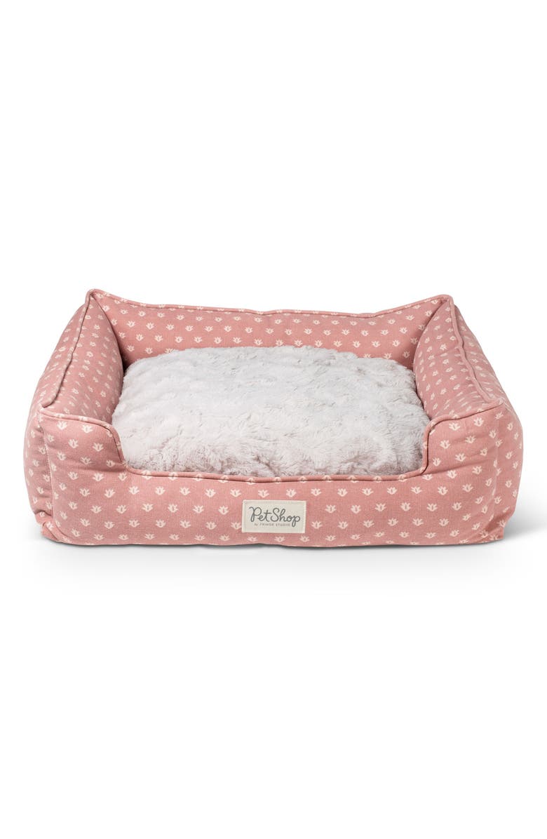 Fringe Studio Small Canvas Rectangular Cuddler Pet Bed, Main, color, Pink