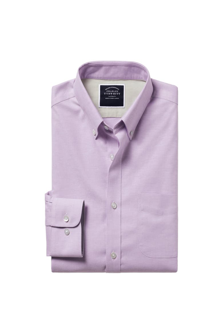 Slim Fit Button-Down Collar Non-Iron Stretch Oxford Shirt, Alternate, color, Lavender Purple