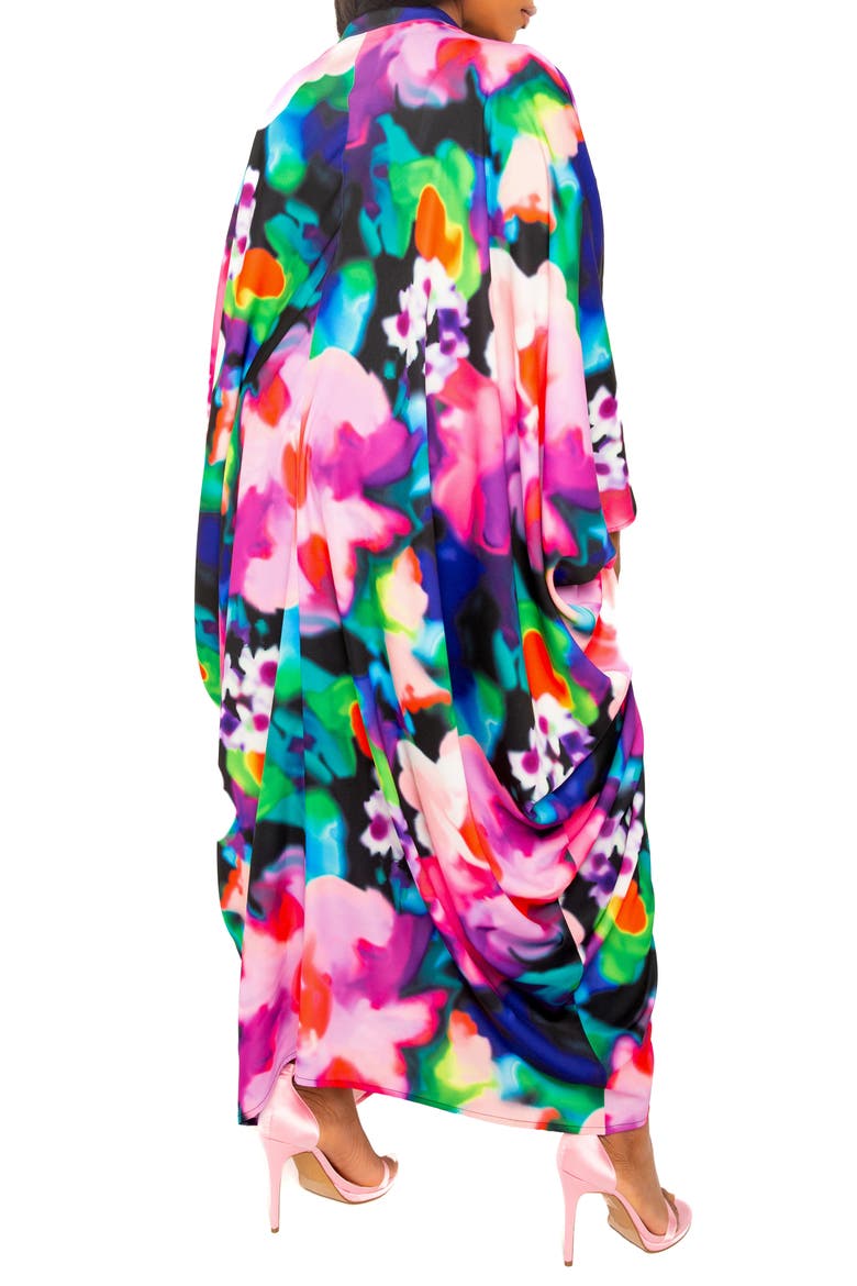 Abstract Print Long Sleeve Caftan, Alternate, color, PINK MULTI