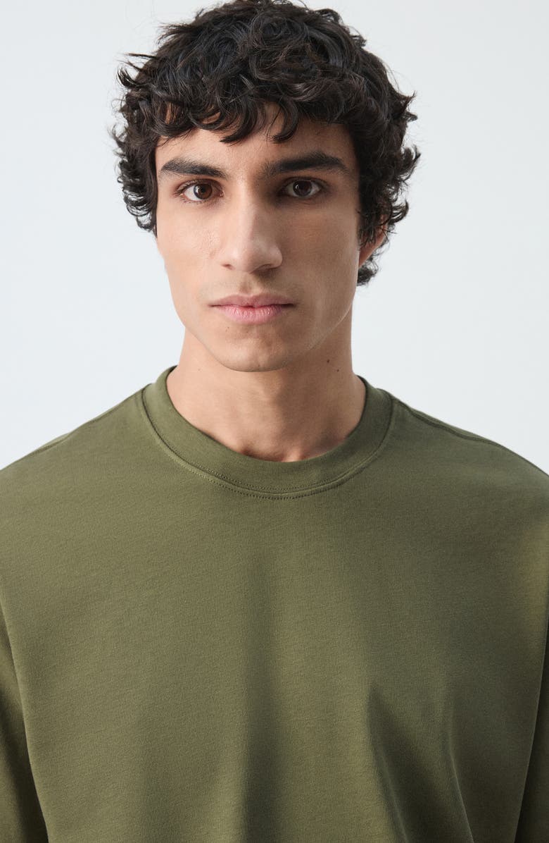 MANGO Relaxed Fit Heavyweight Cotton T-Shirt, Alternate, color, Olive Green