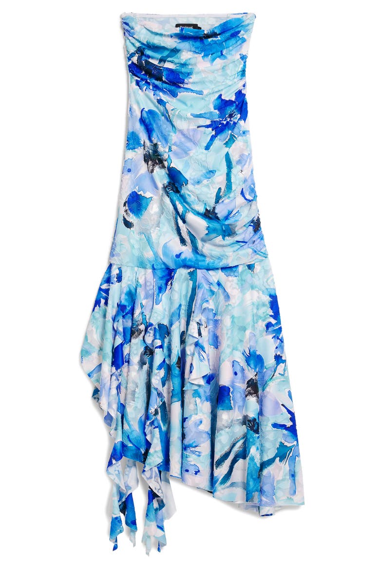 Ruffle Shirred Dress, Alternate, color, BLUE