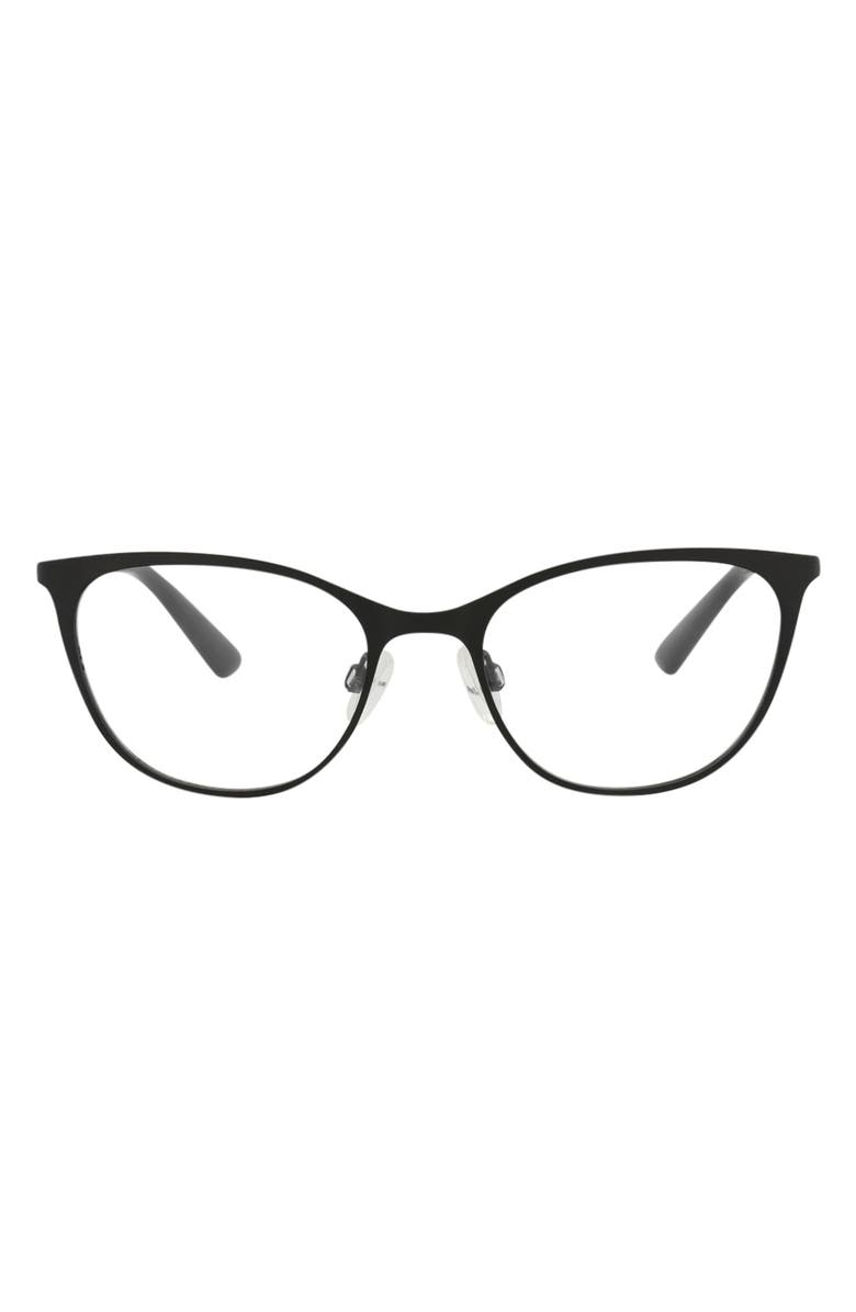 McQueen 50mm Cat Eye Optical Glasses, Main, color, Black Black Transparent