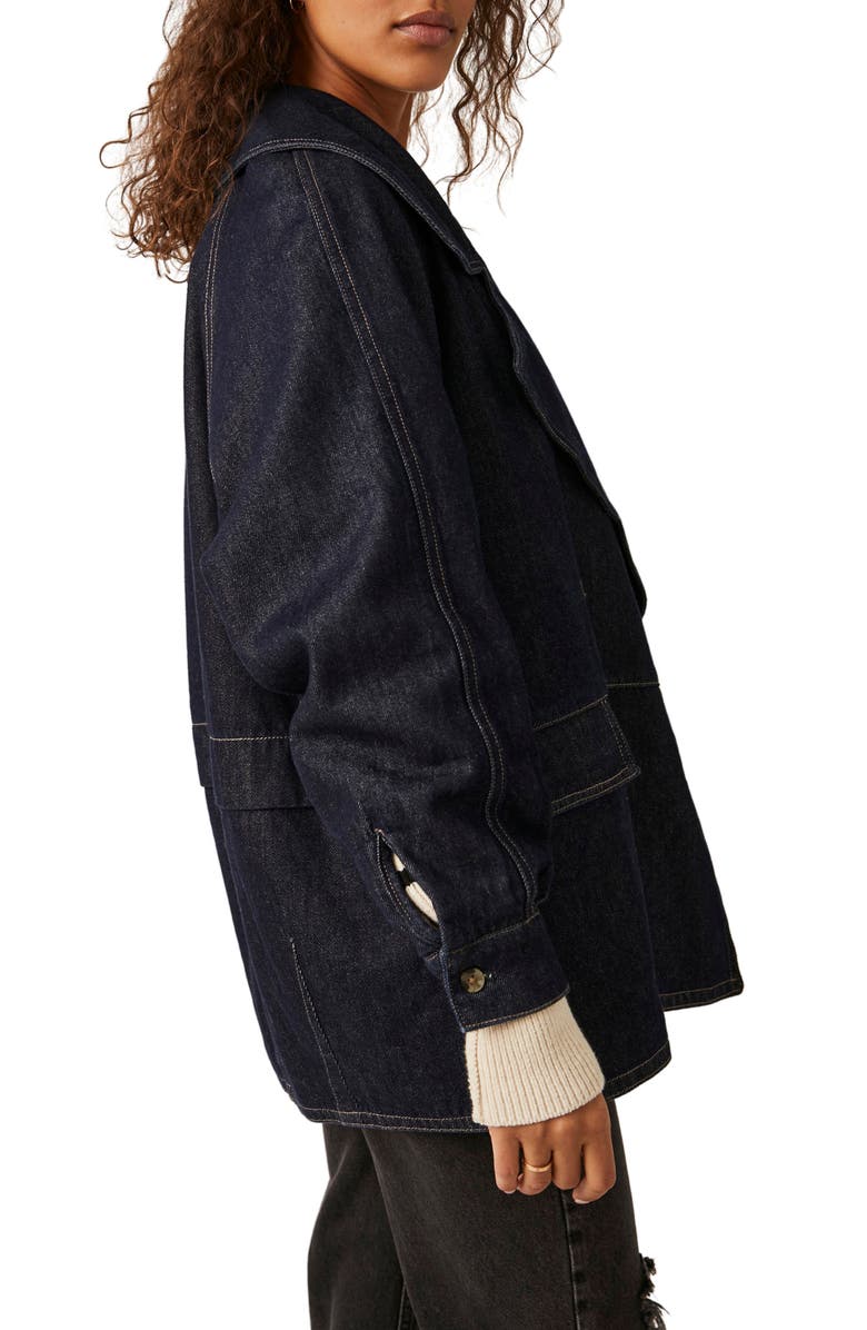 Free People Denim Car Coat, Alternate, color, 