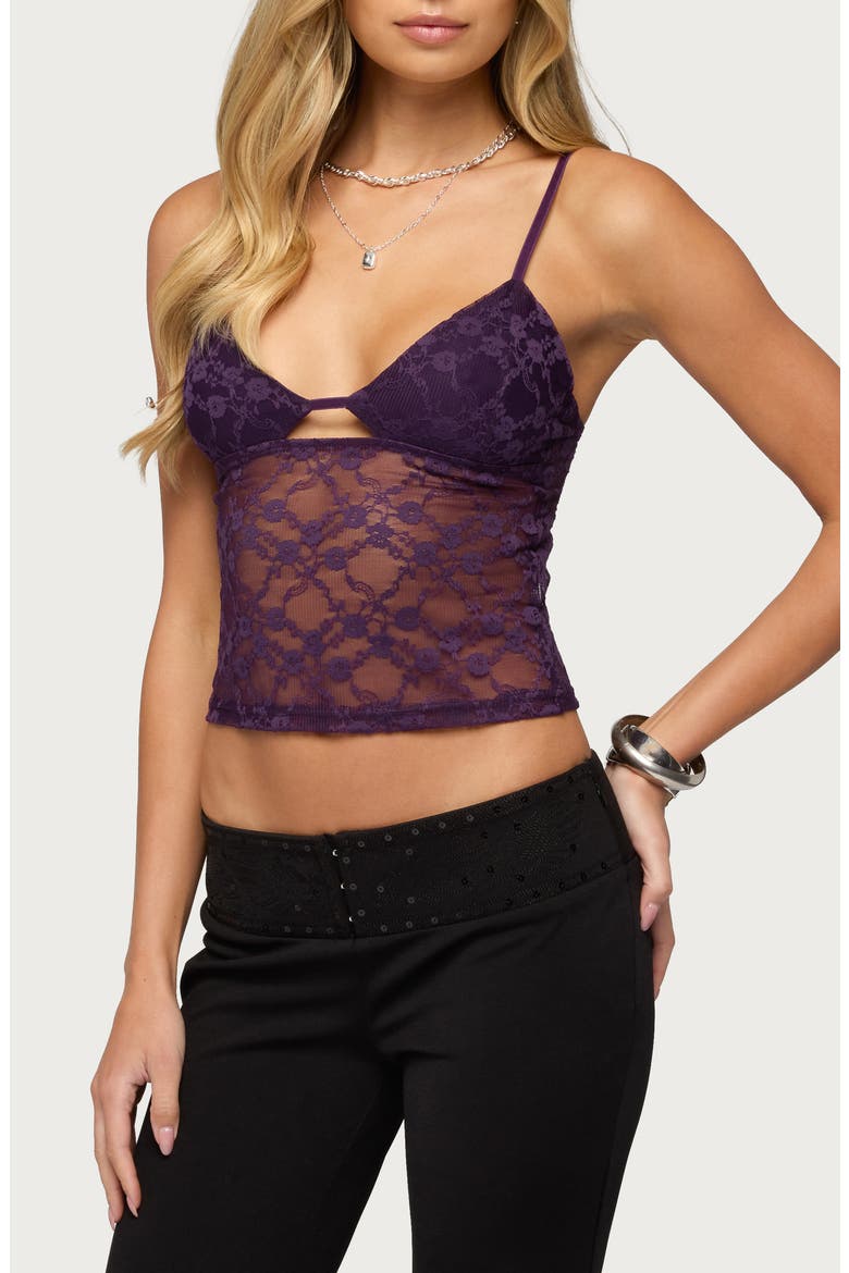Lace Cutout Camisole, Alternate, color, PURPLE