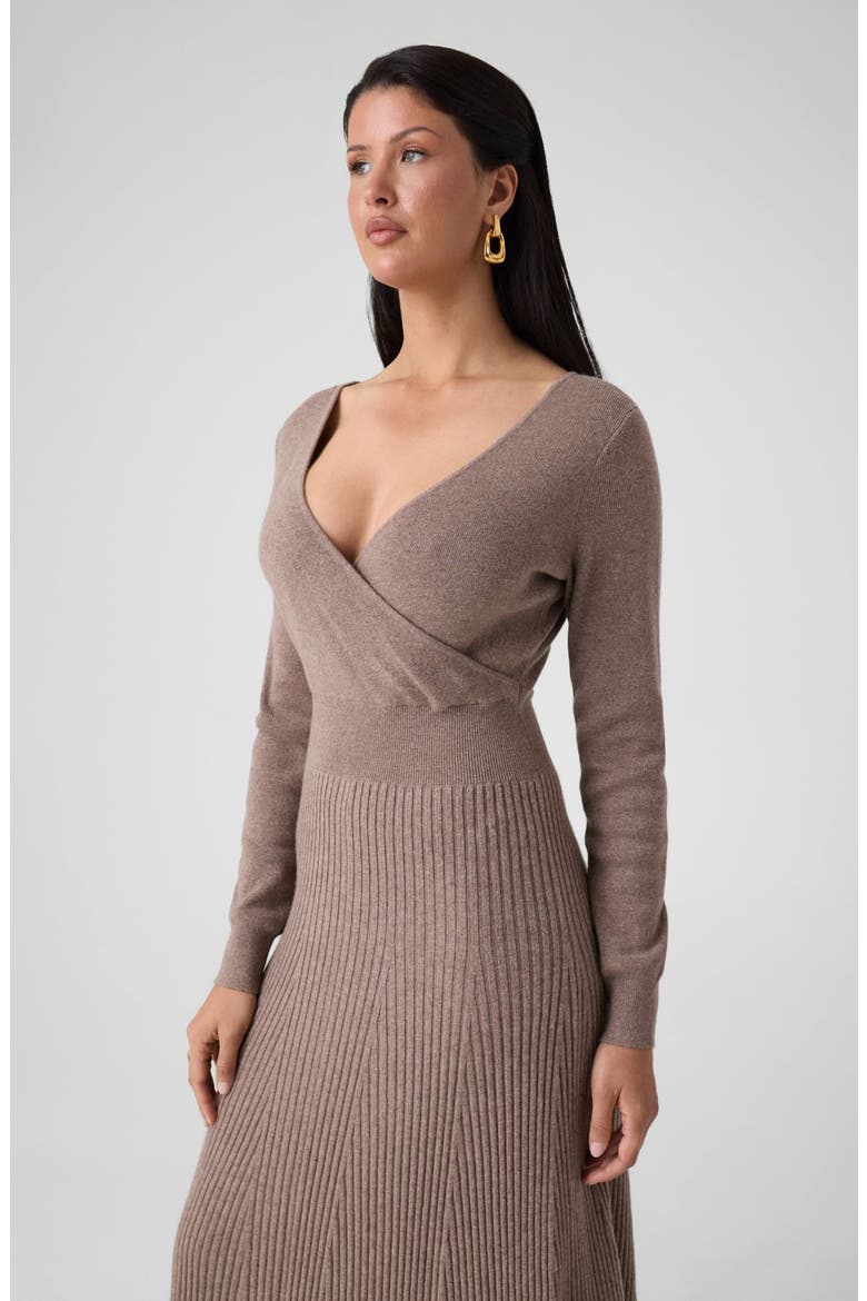 Helsinki Long Sleeve Midi Sweater Dress, Alternate, color, LIGHT BROWN