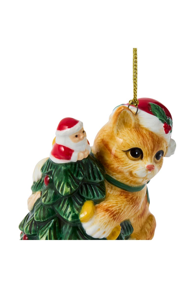 Christmas Tree Cat Grabbing The Tree Ornament, Alternate, color, Multi