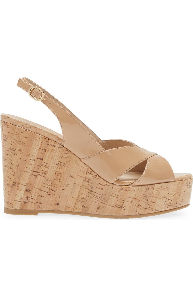 Stuart Weitzman Carmen Wedge Sandal, Alternate, color, Adobe