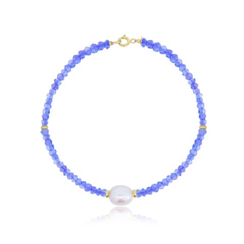 Tanzanite Bead Pearl Bracelet