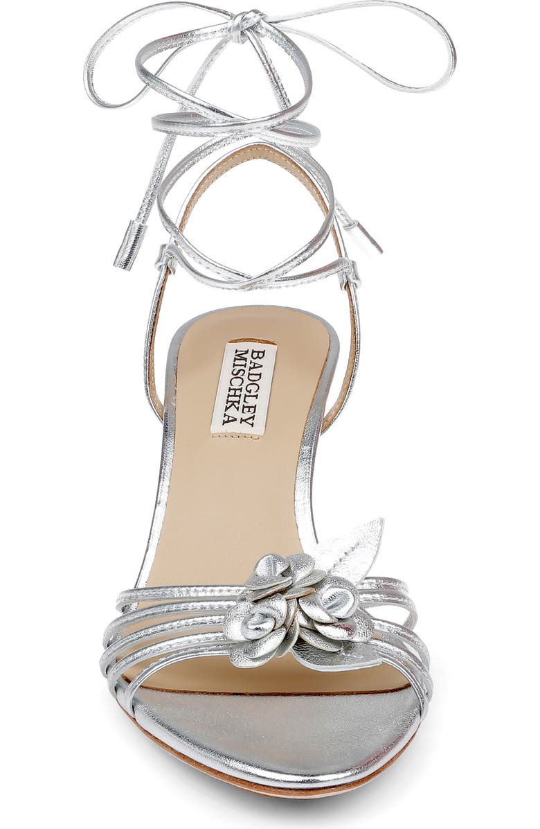 Badgley Mischka Collection Darlyn Ankle Wrap Sandal, Alternate, color, Silver Leather
