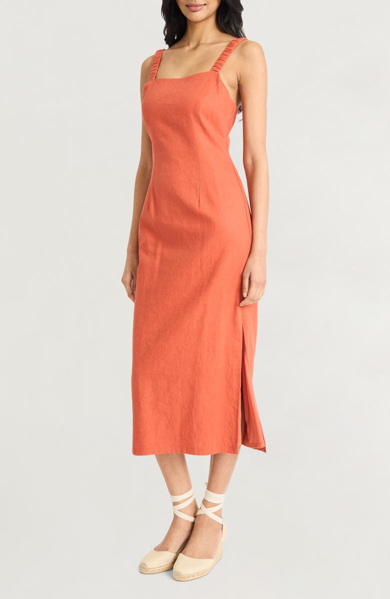 The Good Journey Linen Blend Midi Dress, Alternate, color, Bruschetta