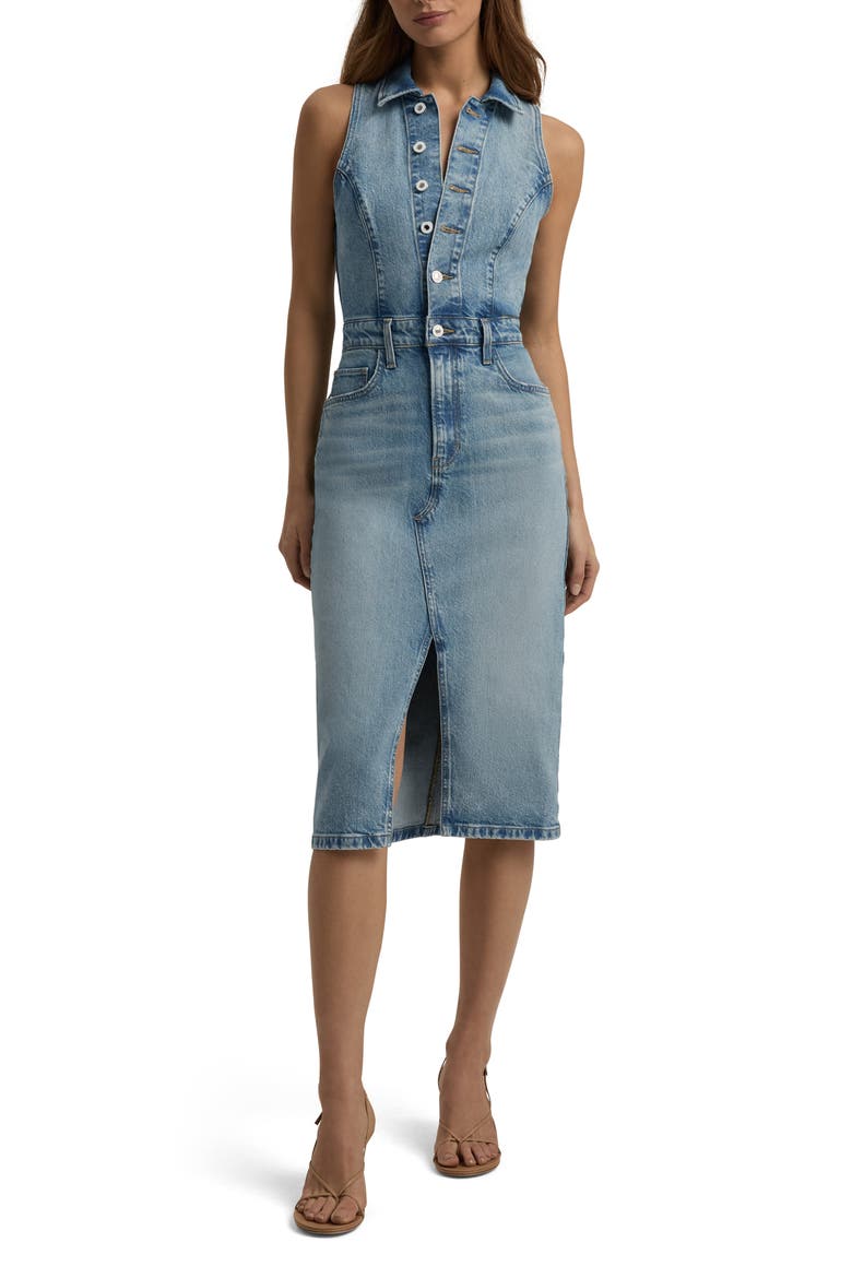 Halter City Denim Dress, Main, color, SANTA BARBARA