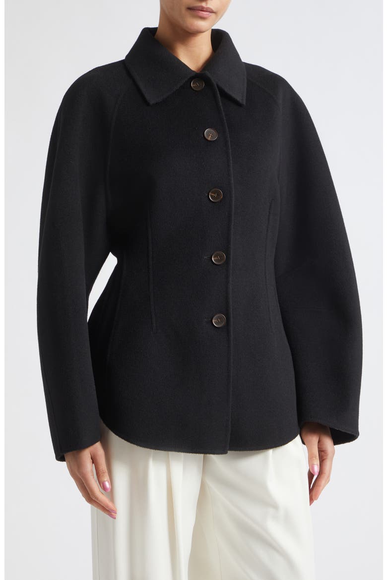 Double Faced Wool & Cashmere Sculptural Jacket, Alternate, color, BLACK