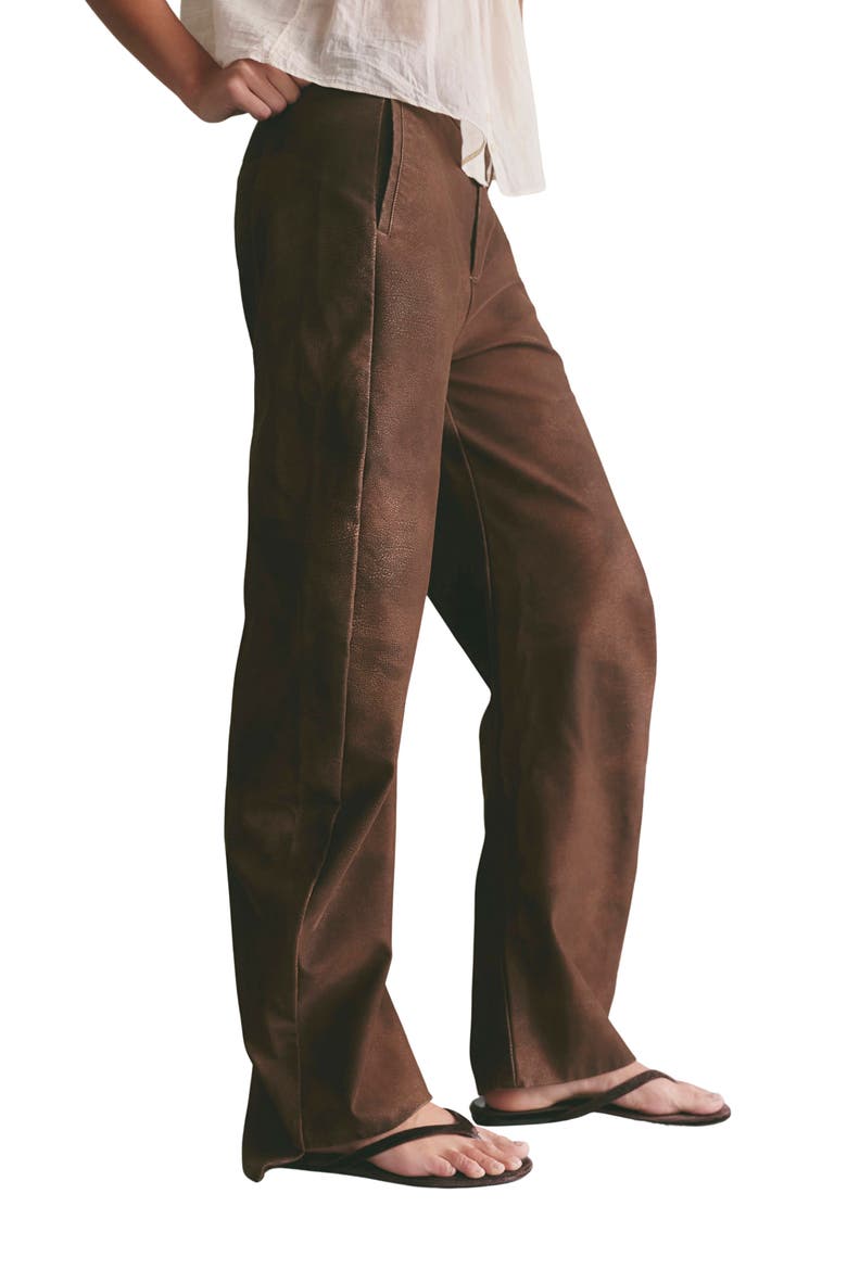 Spotlight Wide Leg Faux Leather Trousers, Alternate, color, CHOCOLATE BROWN