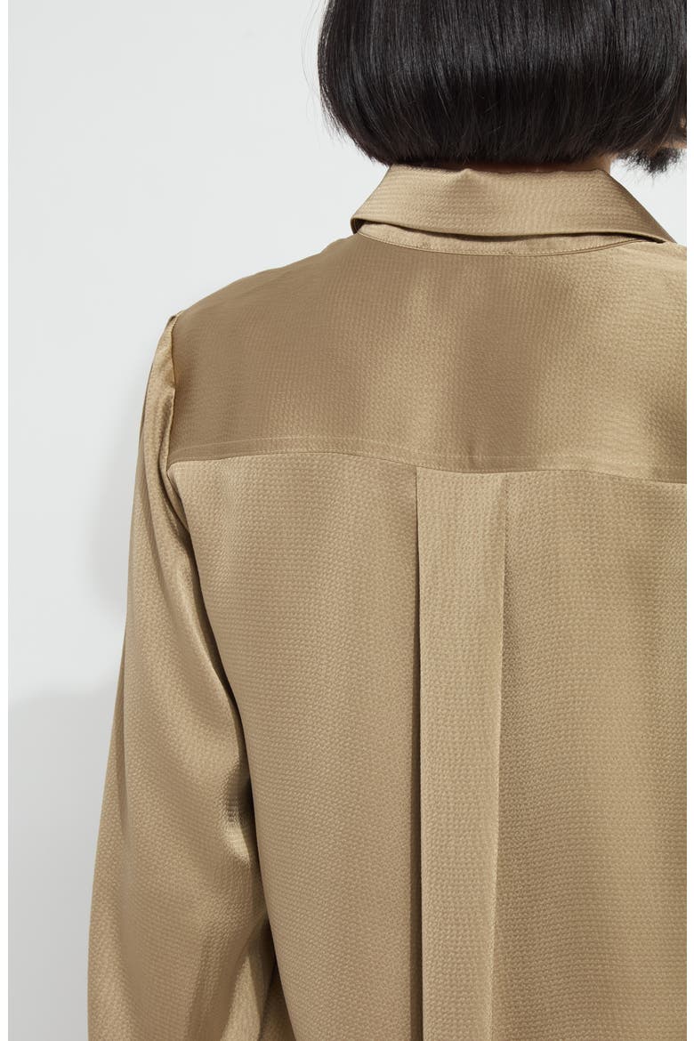 Mabel Hammered Satin Popover Shirt, Alternate, color, GOLDEN OLIVE